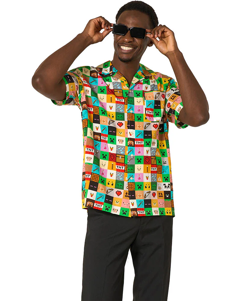 Minecraft Pixel Perfect Mens Opposuit Summer Shirt - Image 2