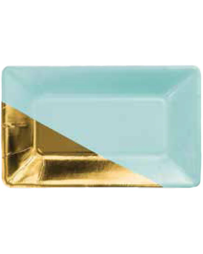 Mint and Gold 23cm Plates Pack of 8