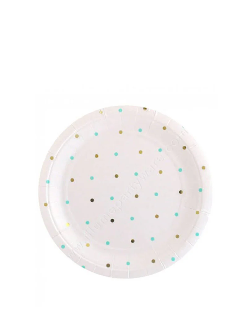 Mint Gold Dots 18cm Paper Plates Pack of 10 - Image 2