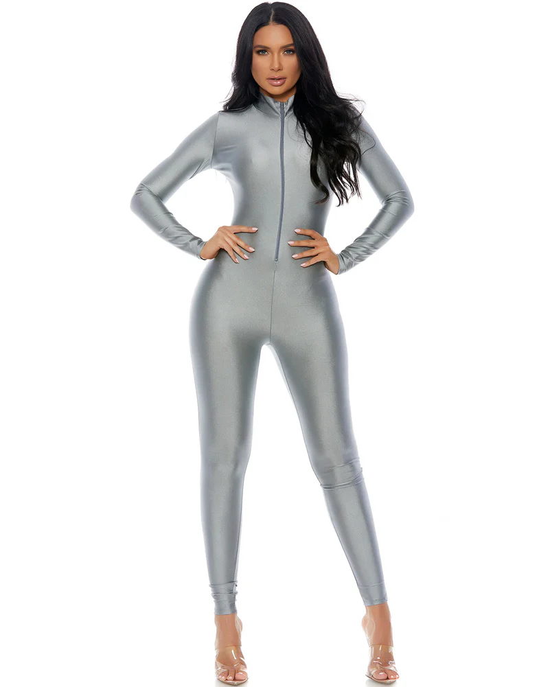 Mock Neck Titanium Jumpsuit Womens Costume - Image 2