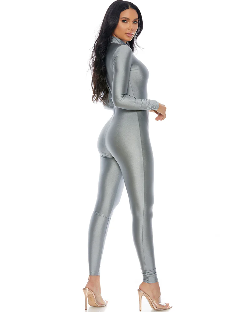 Mock Neck Titanium Jumpsuit Womens Costume - Image 3