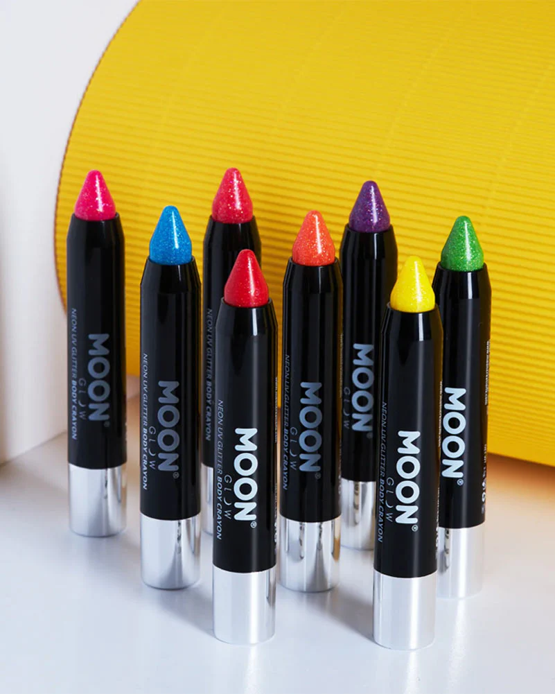 Moon Creations Magenta Neon UV Glitter Body Crayon Paint Stick 3g - Image 2
