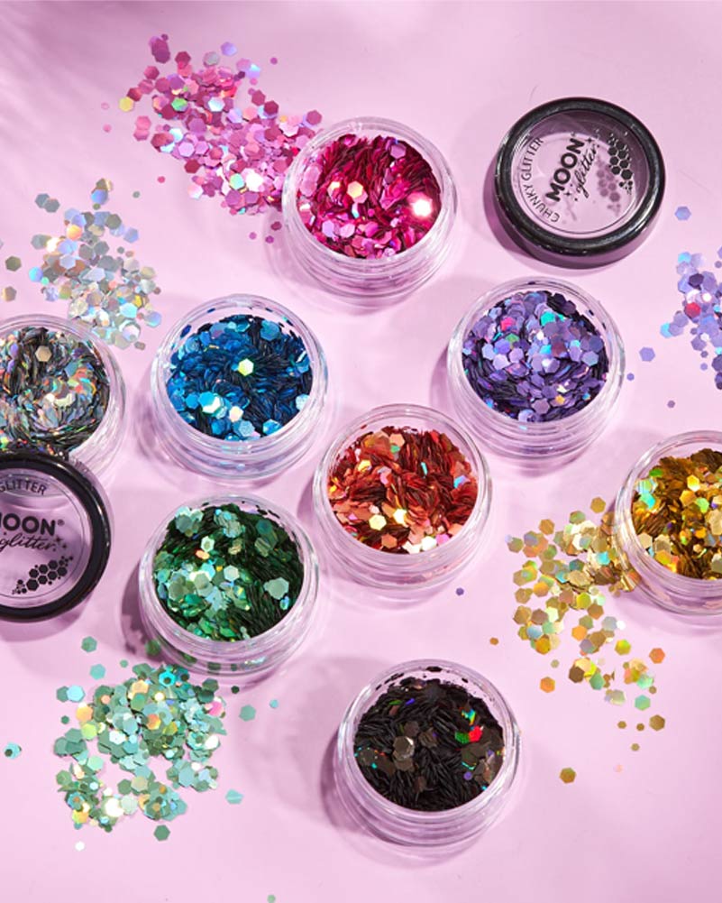 Moon Glitter Black Holographic Chunky Body Glitter 3g - Image 6