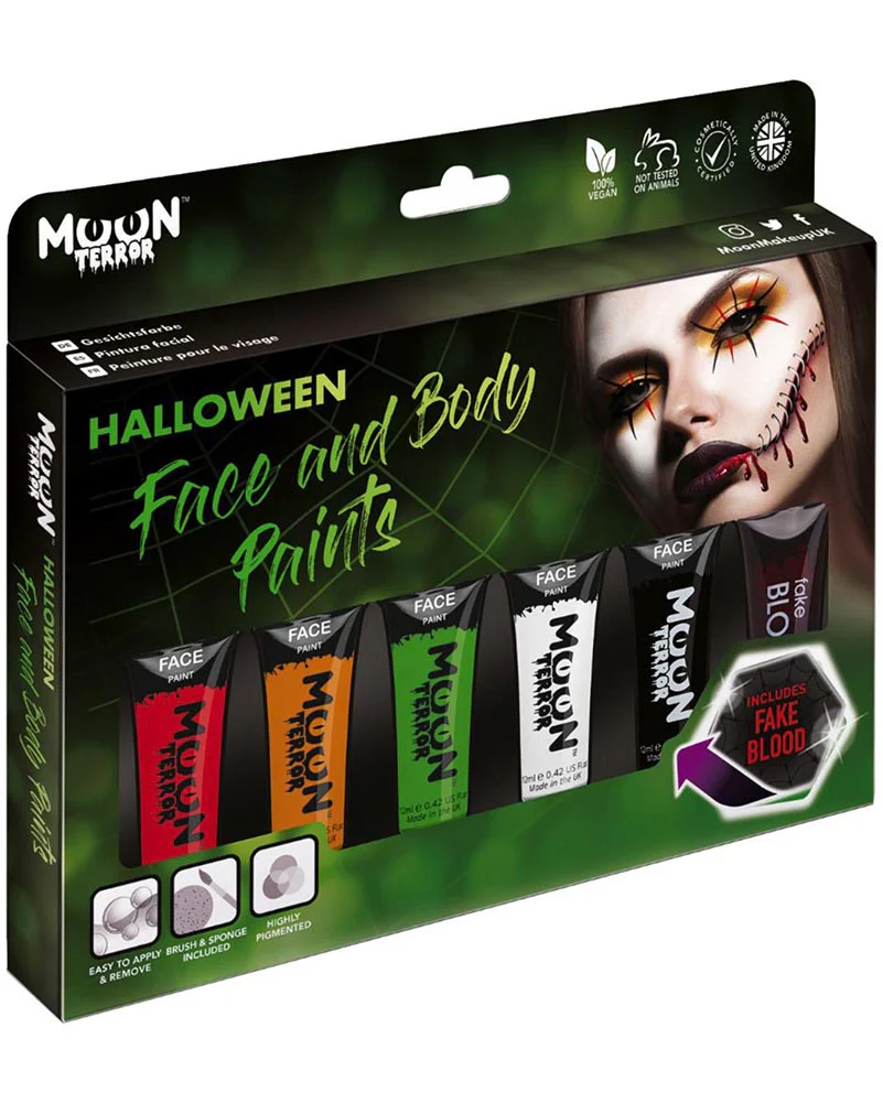 Moon Terror Halloween Face and Body Paint Boxset Pack of 6