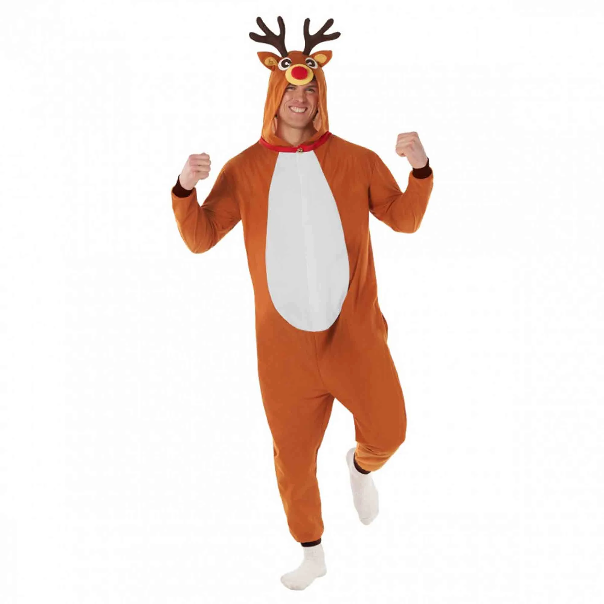 Morph Costume Red Nosed Reindeer Onesie Adult Christmas Costume Size Medium