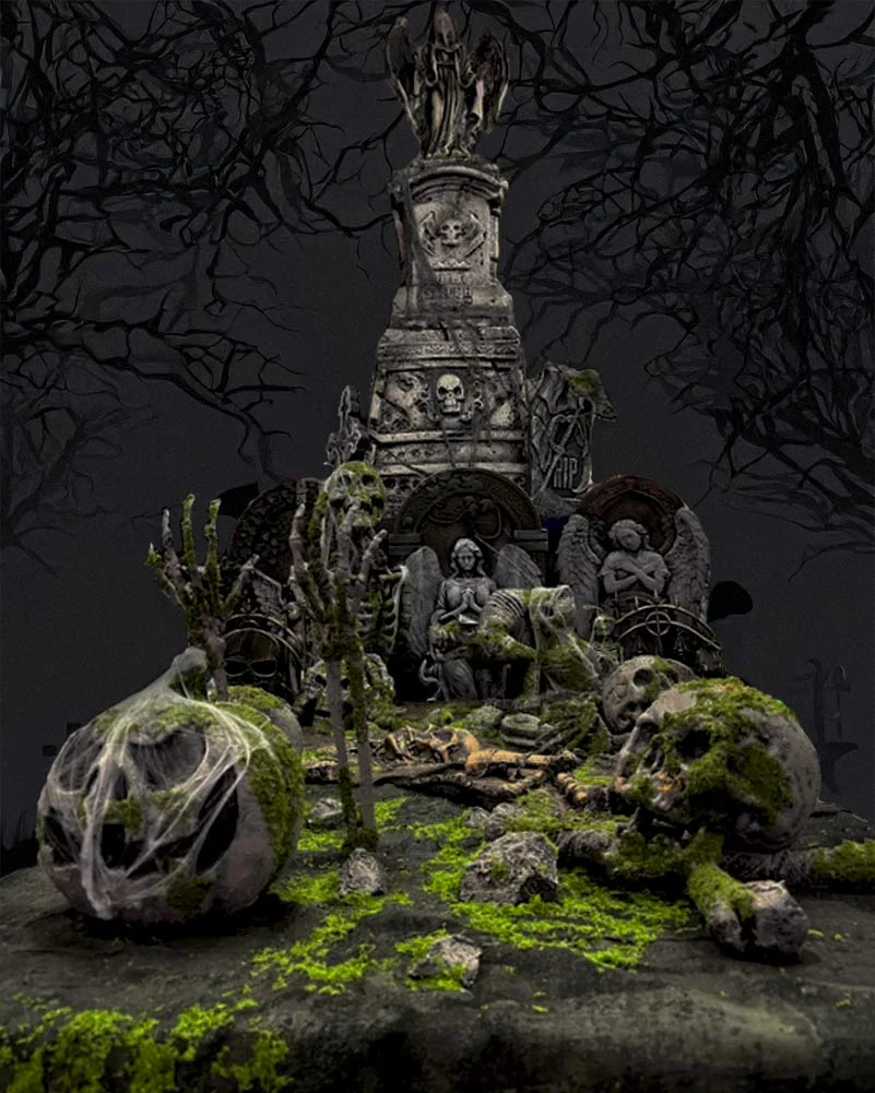 Moss Skull Decoration 16cm - Image 2