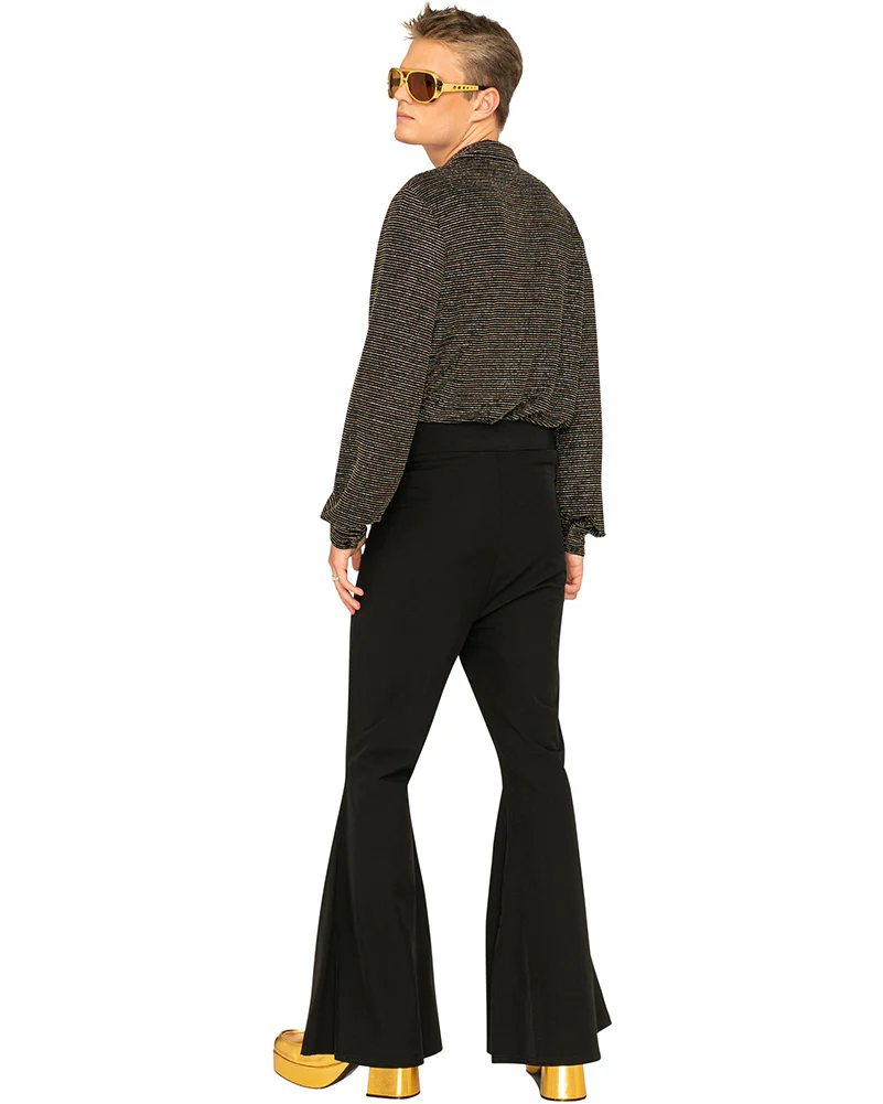 70s Mr Disco Black Shimmer Plus Size Mens Shirt - Image 5