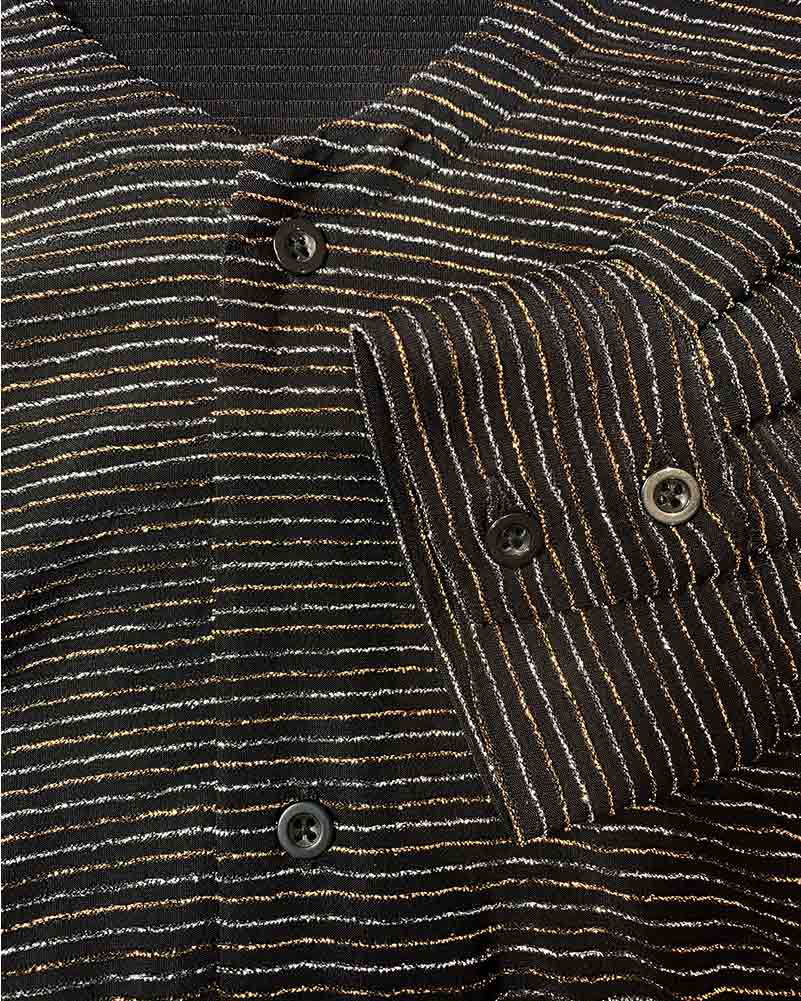 70s Mr Disco Black Shimmer Plus Size Mens Shirt - Image 6