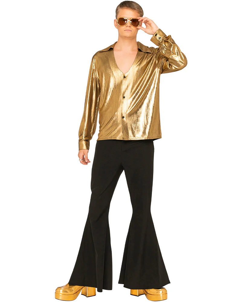 70s Mr Disco Golden Mens Shirt - Image 3