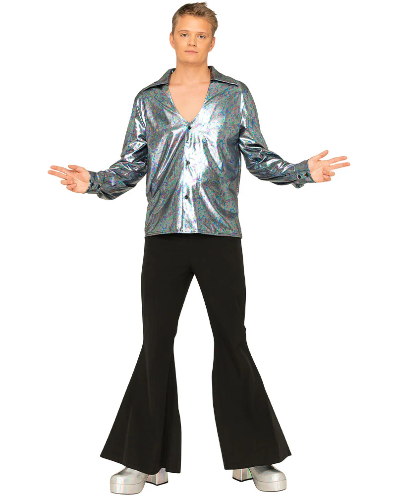 70s Mr Disco Holographic Plus Size Mens Shirt - Image 2