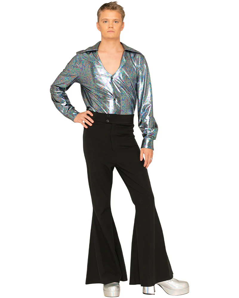 70s Mr Disco Holographic Plus Size Mens Shirt - Image 3