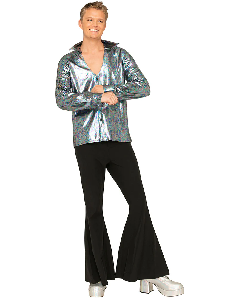70s Mr Disco Holographic Plus Size Mens Shirt - Image 4