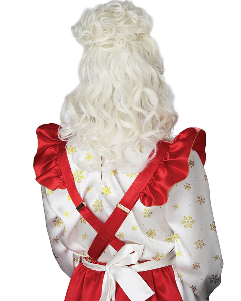 Mrs Claus Cream White Wig and Bun Clip - Image 4