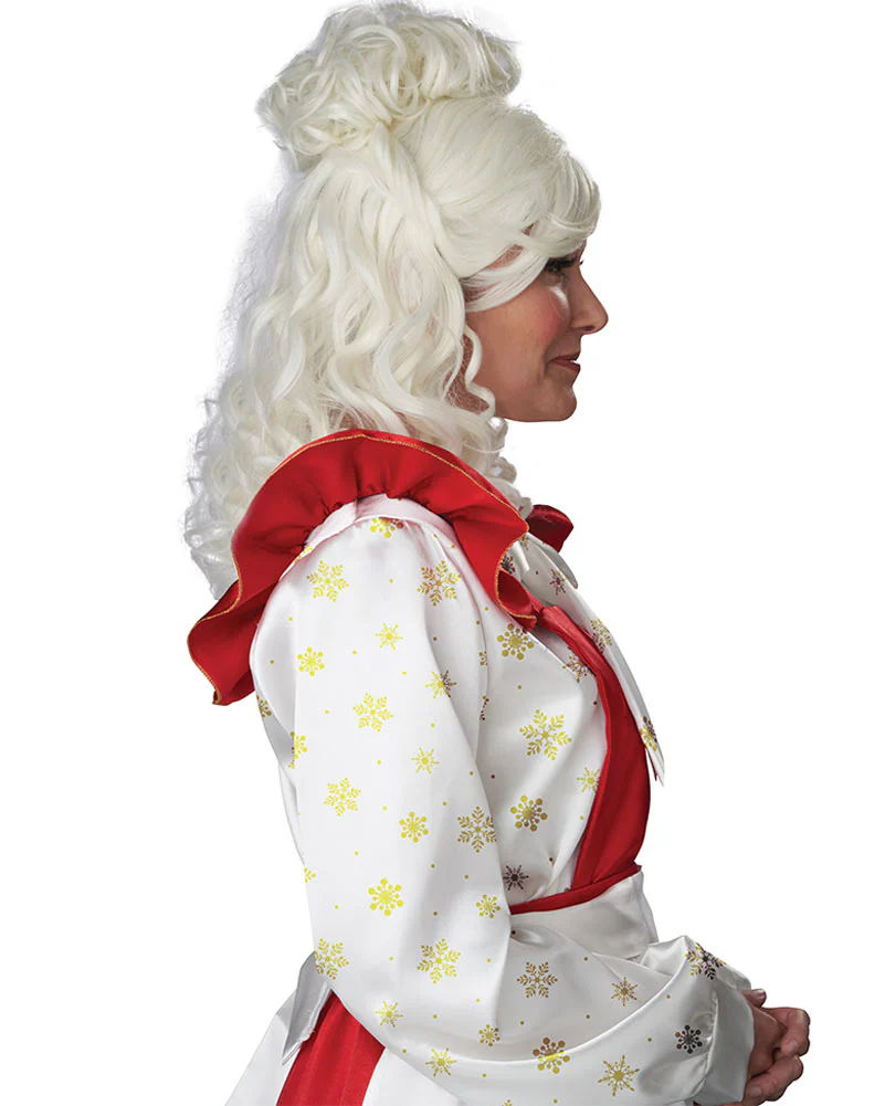 Mrs Claus Cream White Wig and Bun Clip - Image 5