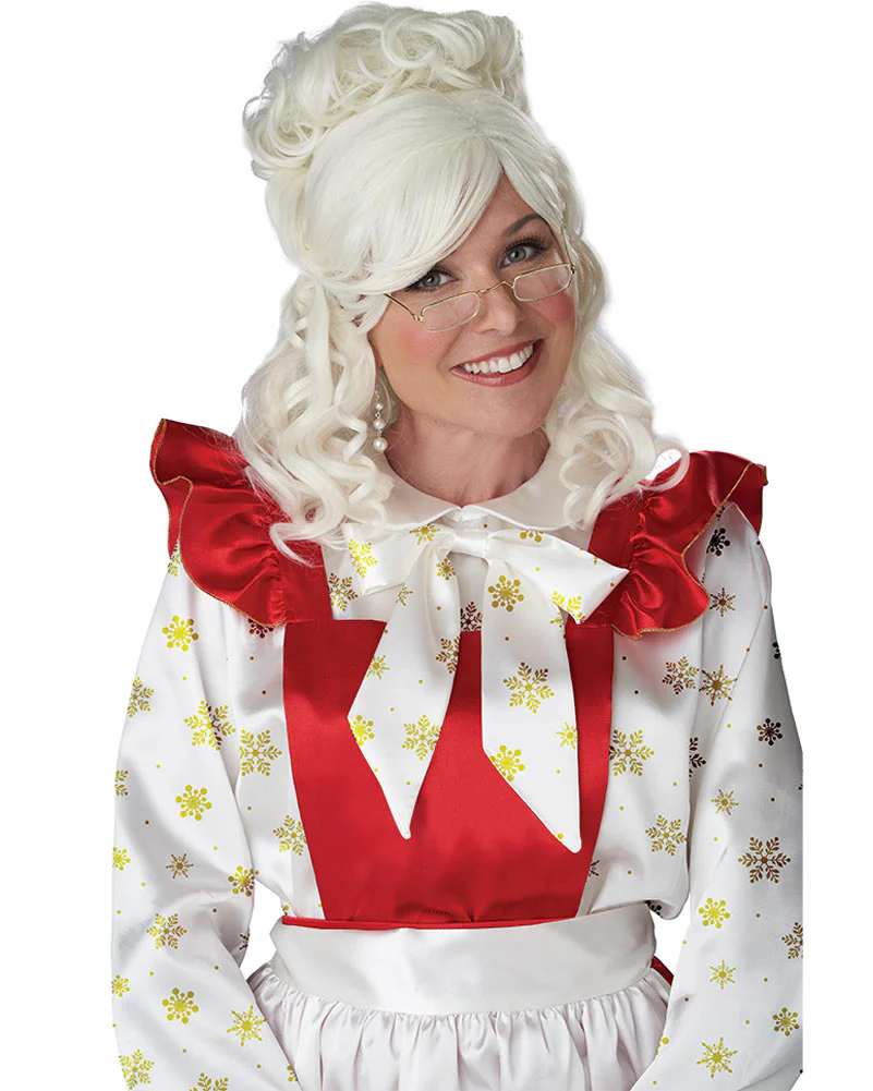 Mrs Claus Cream White Wig and Bun Clip - Image 6