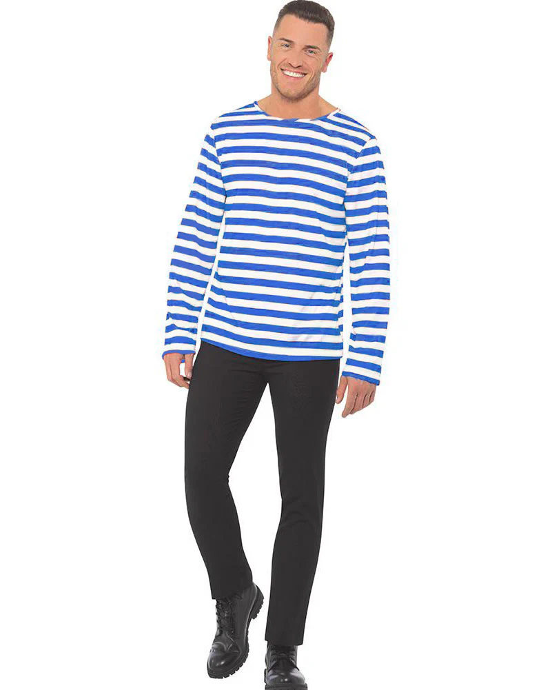 Multi Character Blue and White Striped Book Week Shirt