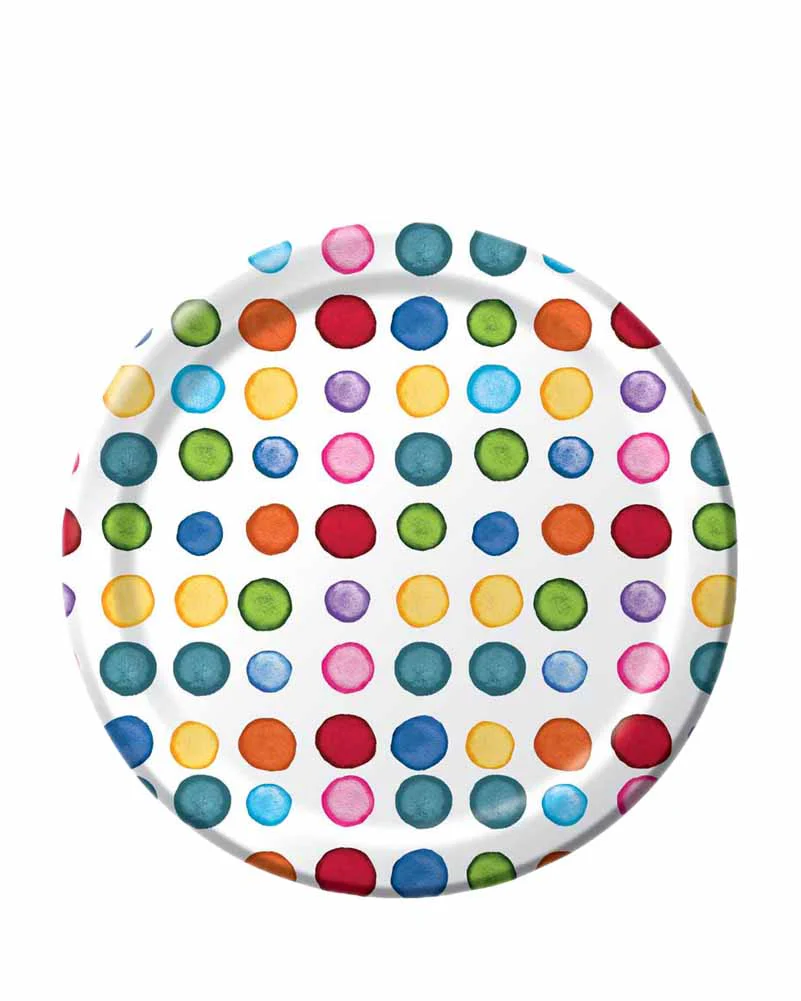 Multi Colour Spot Lunch Paper Plates Pack of 8 - Image 2