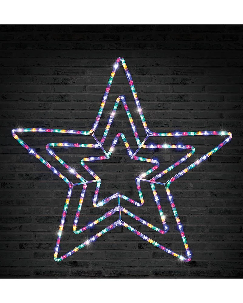 Multi-Coloured 3 in 1 Flashing Star LED Christmas Ropelight 80cm - Image 2