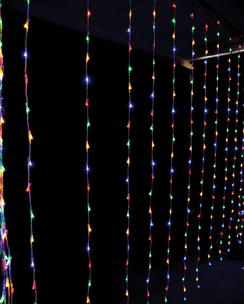Multi Coloured Cascading Curtain LED Lights 3m - Image 3