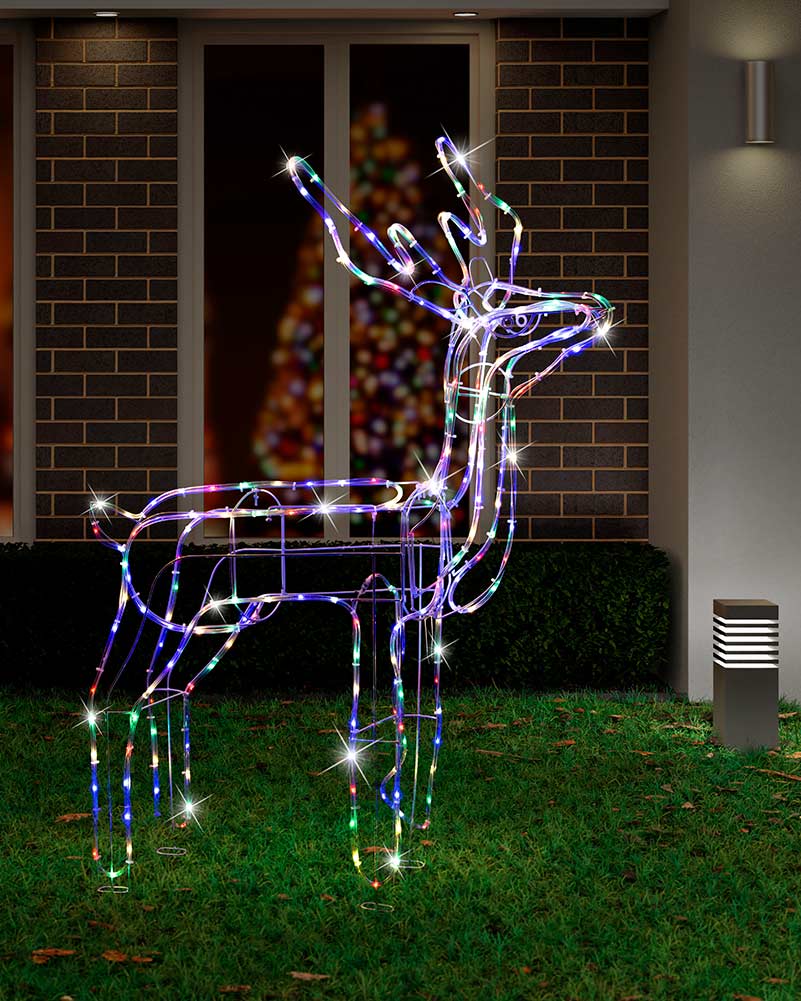Multi-Coloured Standing Reindeer Tubelight LED Christmas Light 1.1m - Image 2