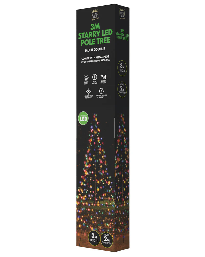 Multicolour Christmas LED Tent Tree Lights 3m - Image 3