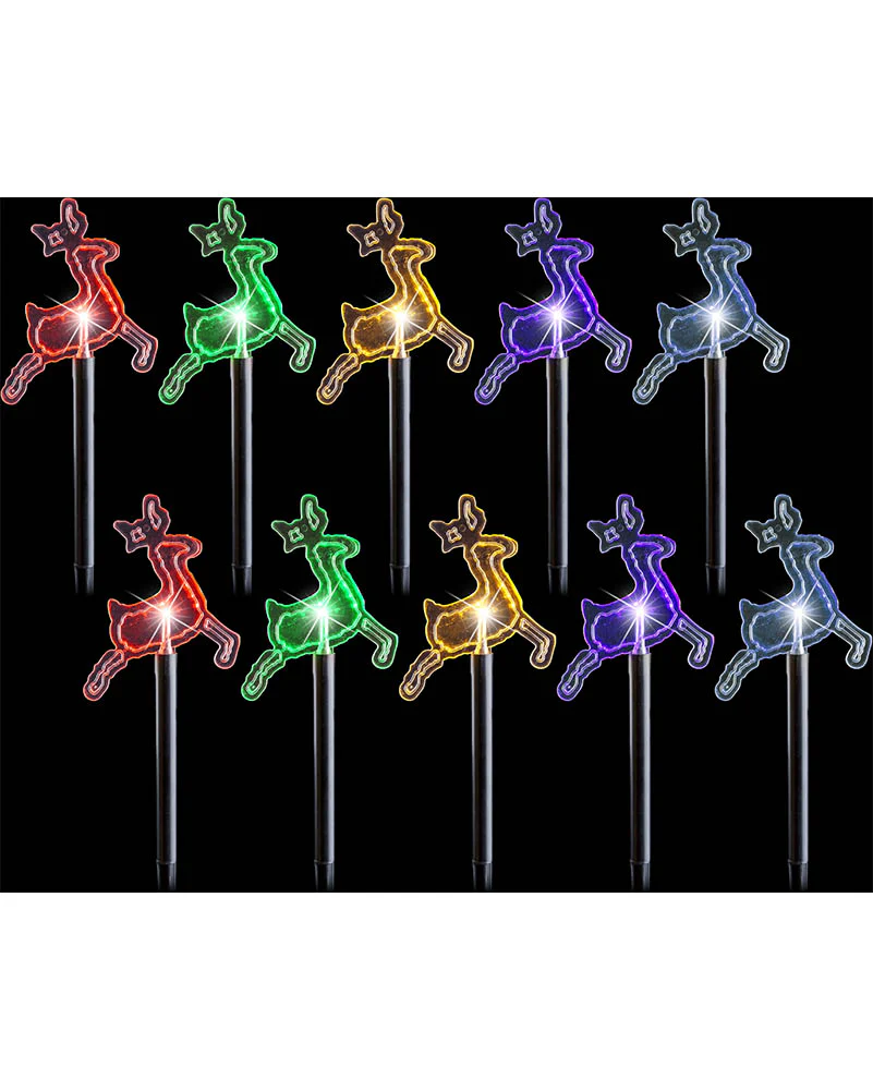 Multicolour Reindeer Solar LED Christmas Path Lights Pack of 10 - Image 6
