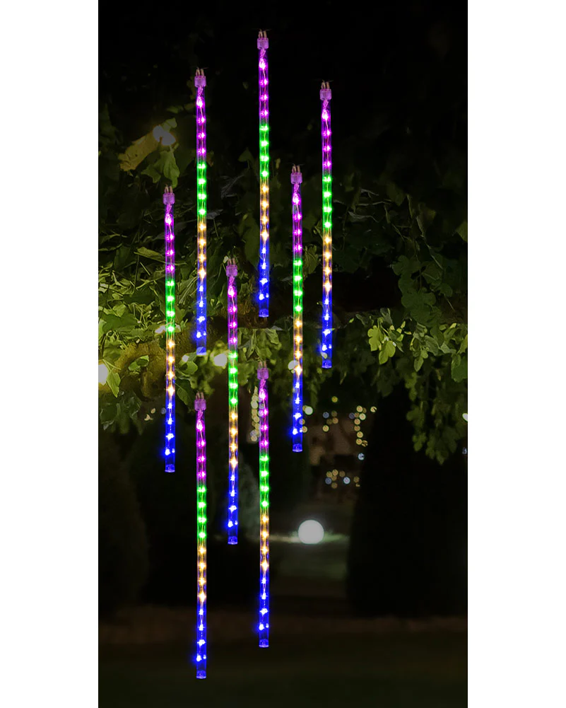 Multicolour Solar Rainfall Tube Christmas Lights 8 Piece - Image 2