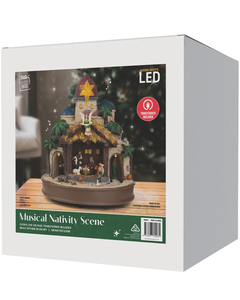 Musical Nativity Manger Scene Christmas LED - Image 3