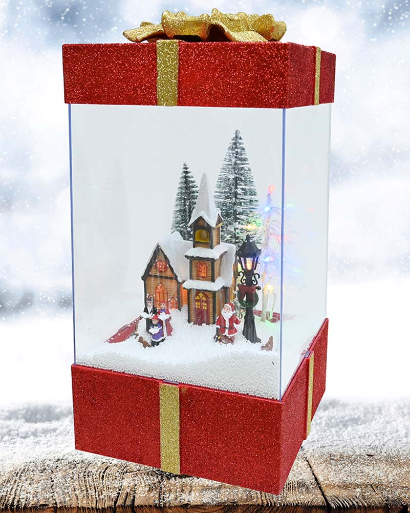 Musical Snowing Present White Christmas LED - Image 2