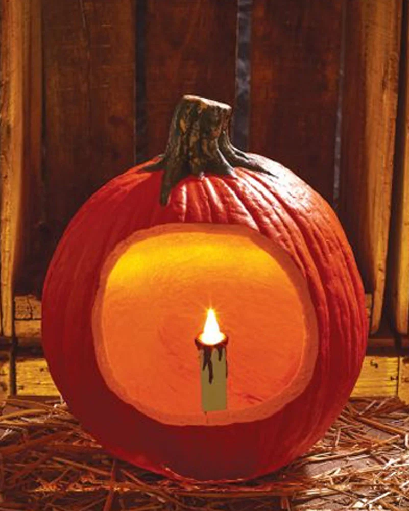 Natural LED Flicker Pumpkin Candle 8cm - Image 3