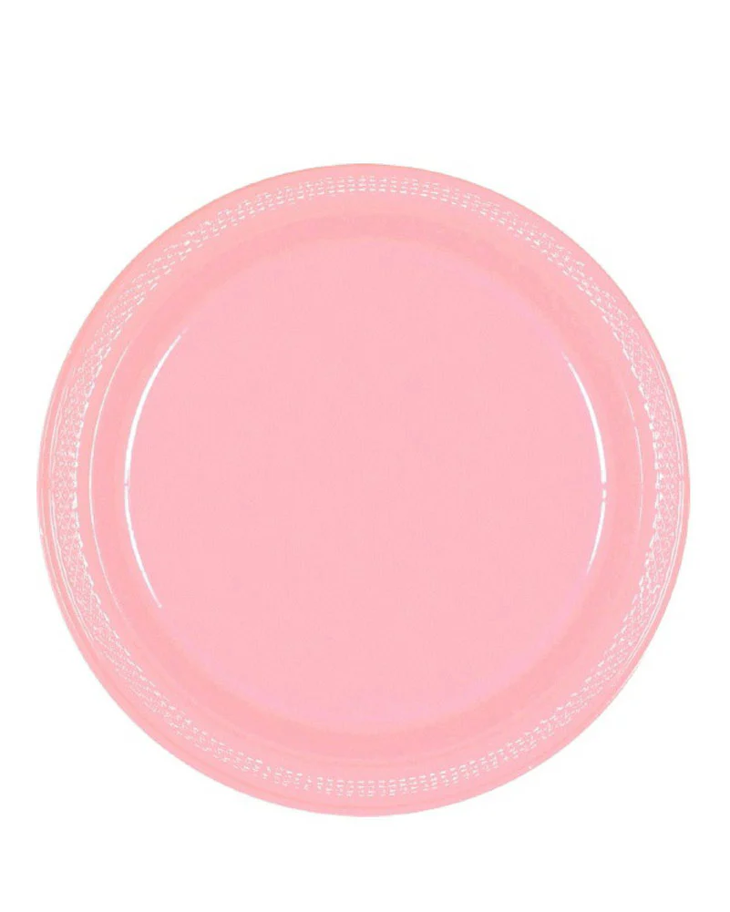 New Pink 23cm Plastic Plates Pack of 20