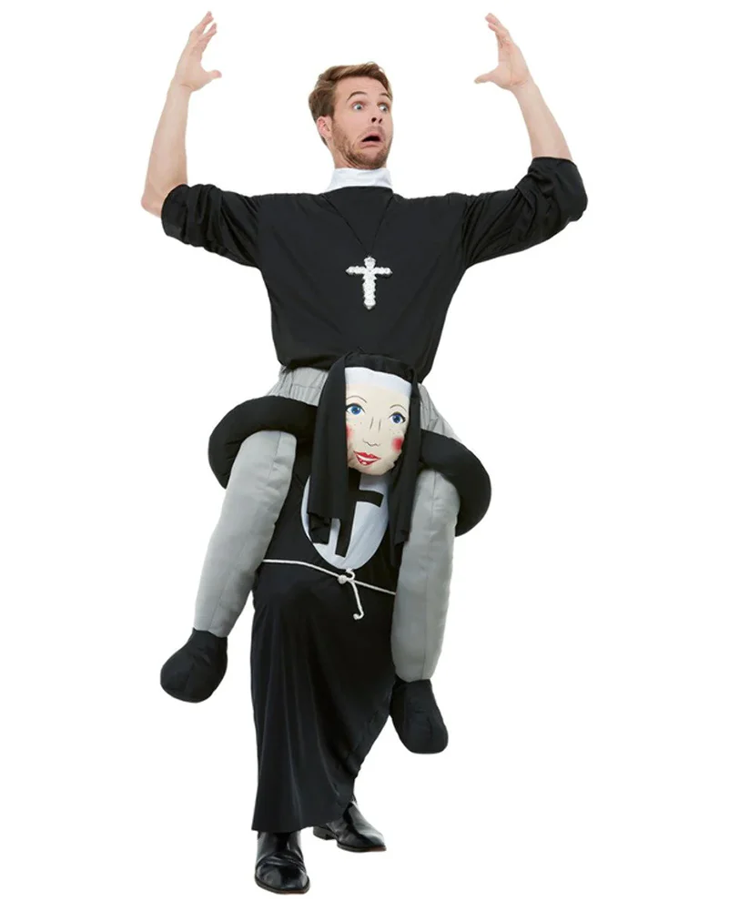 Nun and Priest Piggyback Adult Costume - Image 2