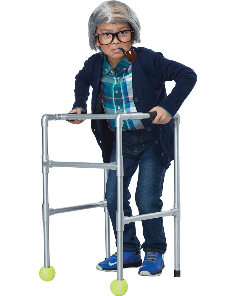 Old Man Combover Kids Wig Glasses and Pipe Set - Image 3