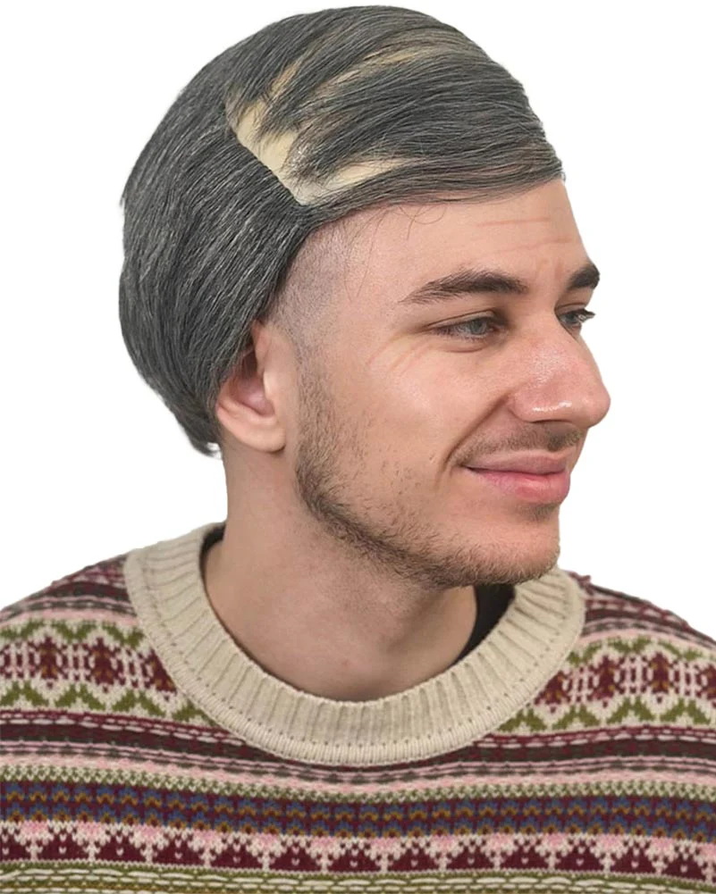 Old Man Deluxe Grey Combover Wig - Image 3