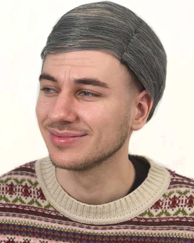 Old Man Deluxe Grey Combover Wig - Image 4