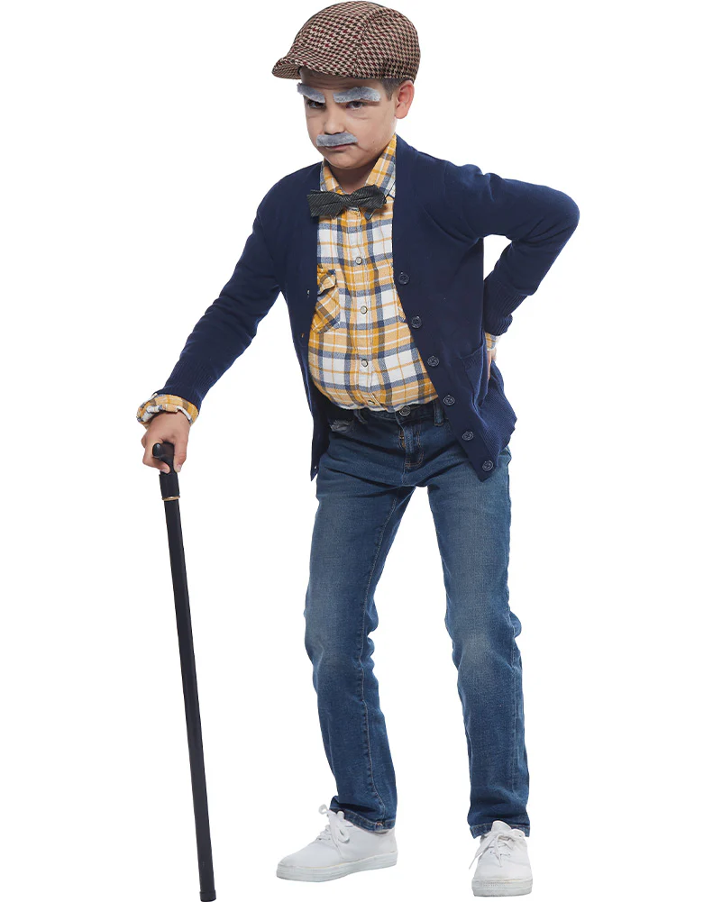 Old Timer Kids Hat Eyebrows and Moustache Set - Image 3