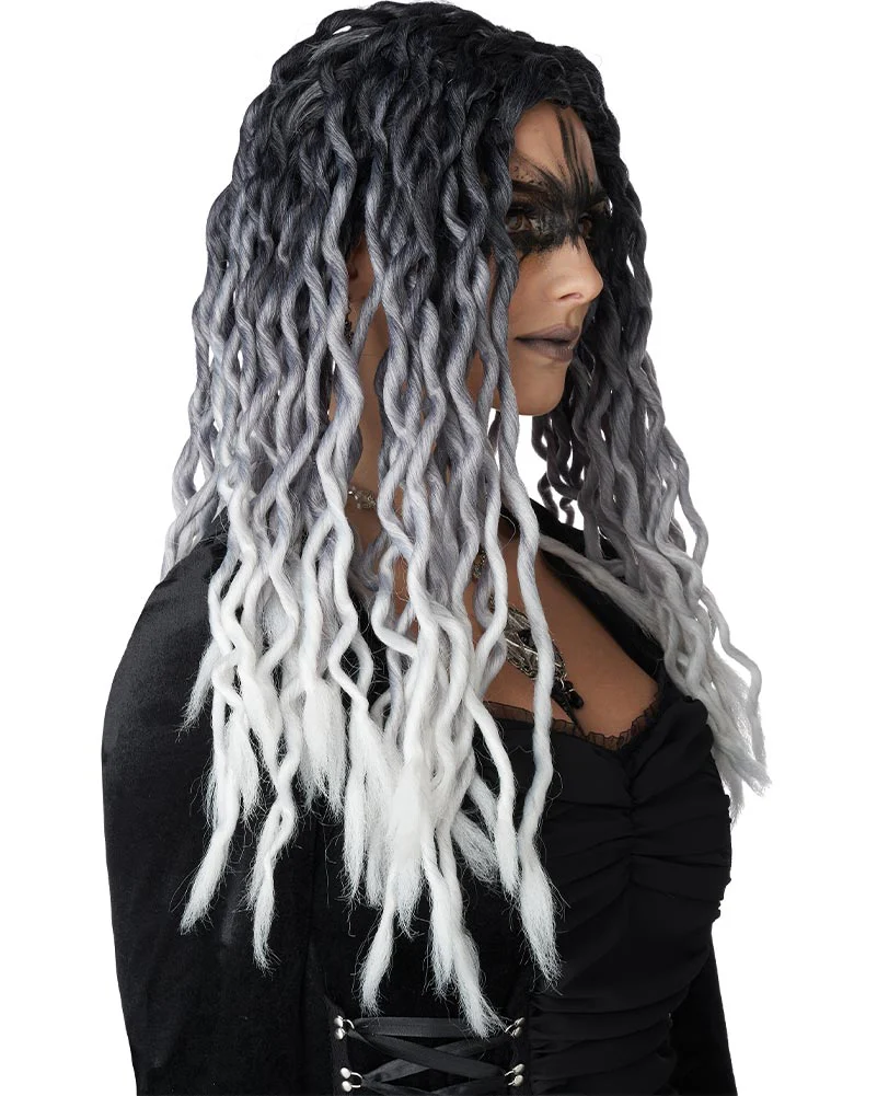 Ombre Black and Grey Crinkle Dreads Wig - Image 2