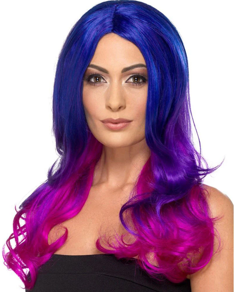 Ombre Blue and Pink Long Wig