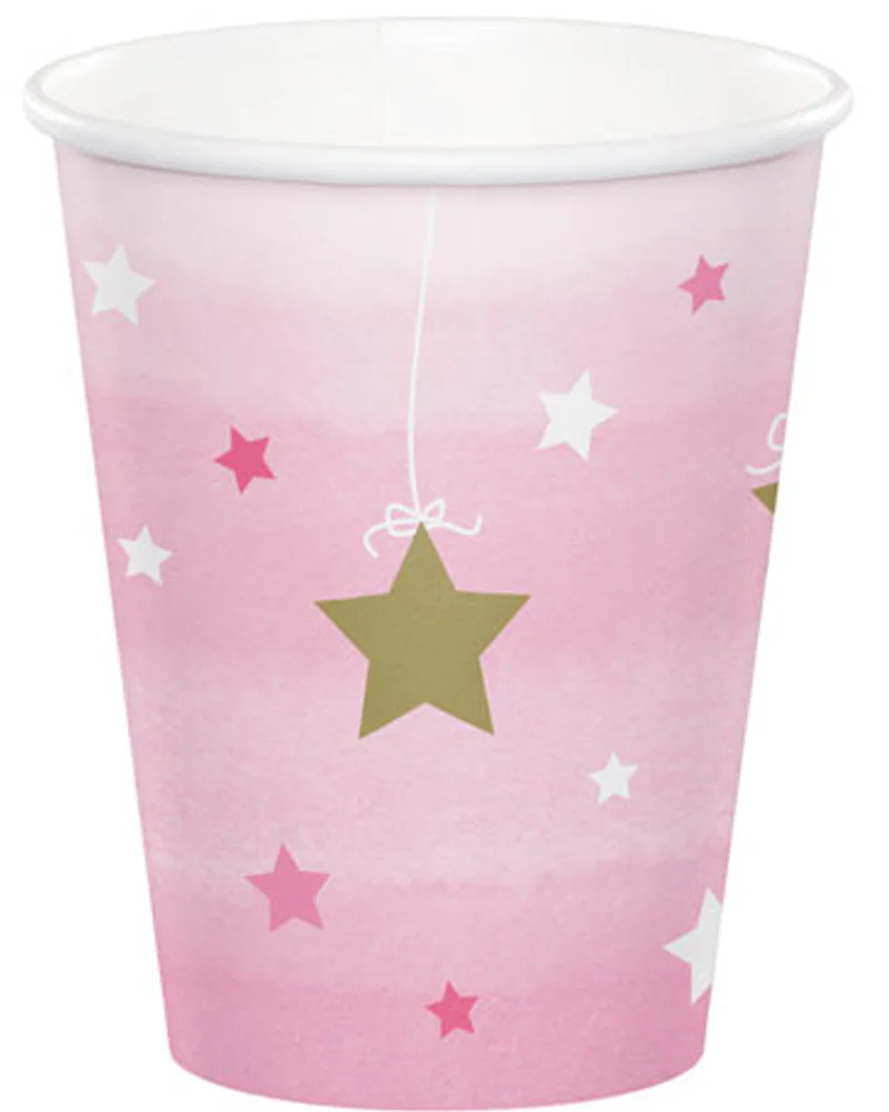 One Little Star Girl 266ml Paper Cups Pack of 8