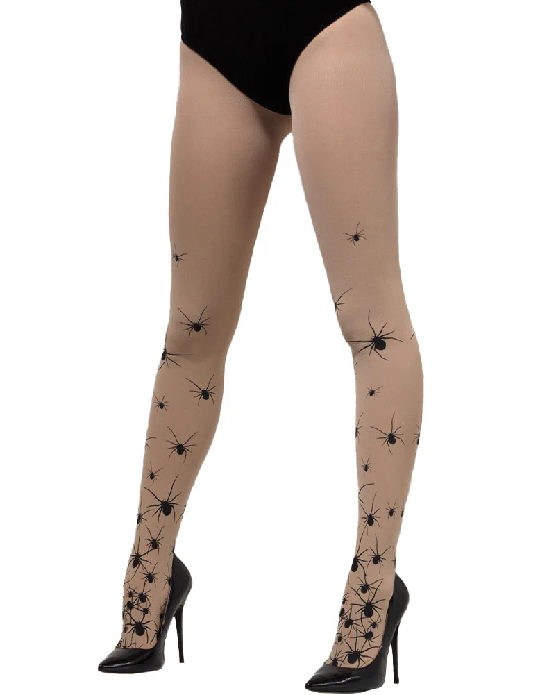 Opaque Nude with Black Spiders Tights