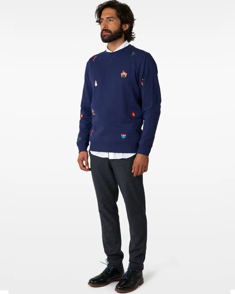 Opposuit Deluxe Xmas Icons Navy Mens Christmas Sweater - Image 2