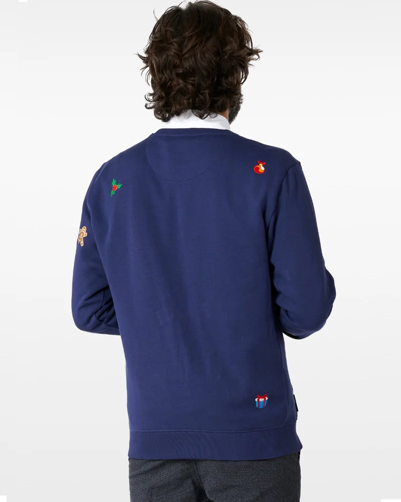 Opposuit Deluxe Xmas Icons Navy Mens Christmas Sweater - Image 3