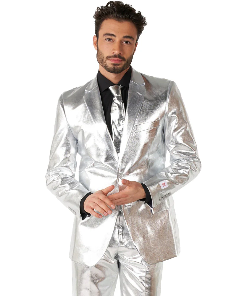 70s Opposuit Shiny Silver Premium Mens Suit - Image 2