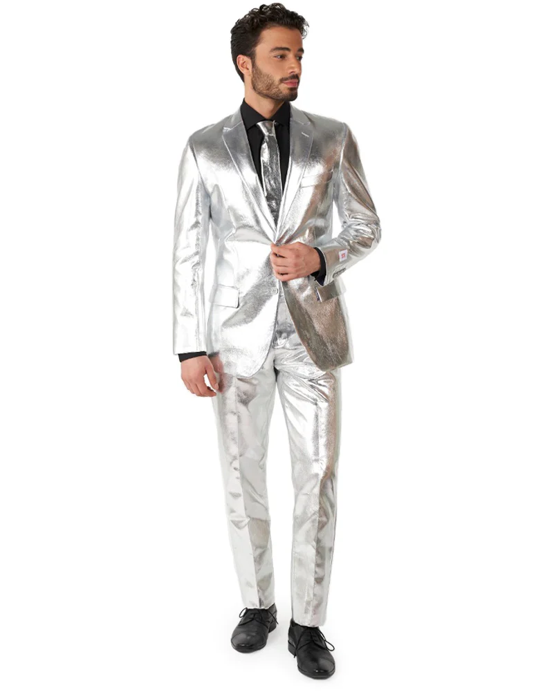 70s Opposuit Shiny Silver Premium Mens Suit - Image 3