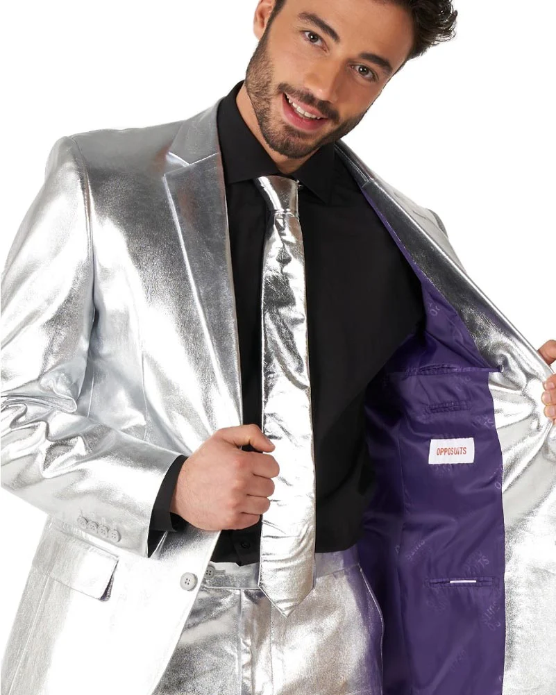 70s Opposuit Shiny Silver Premium Mens Suit - Image 4