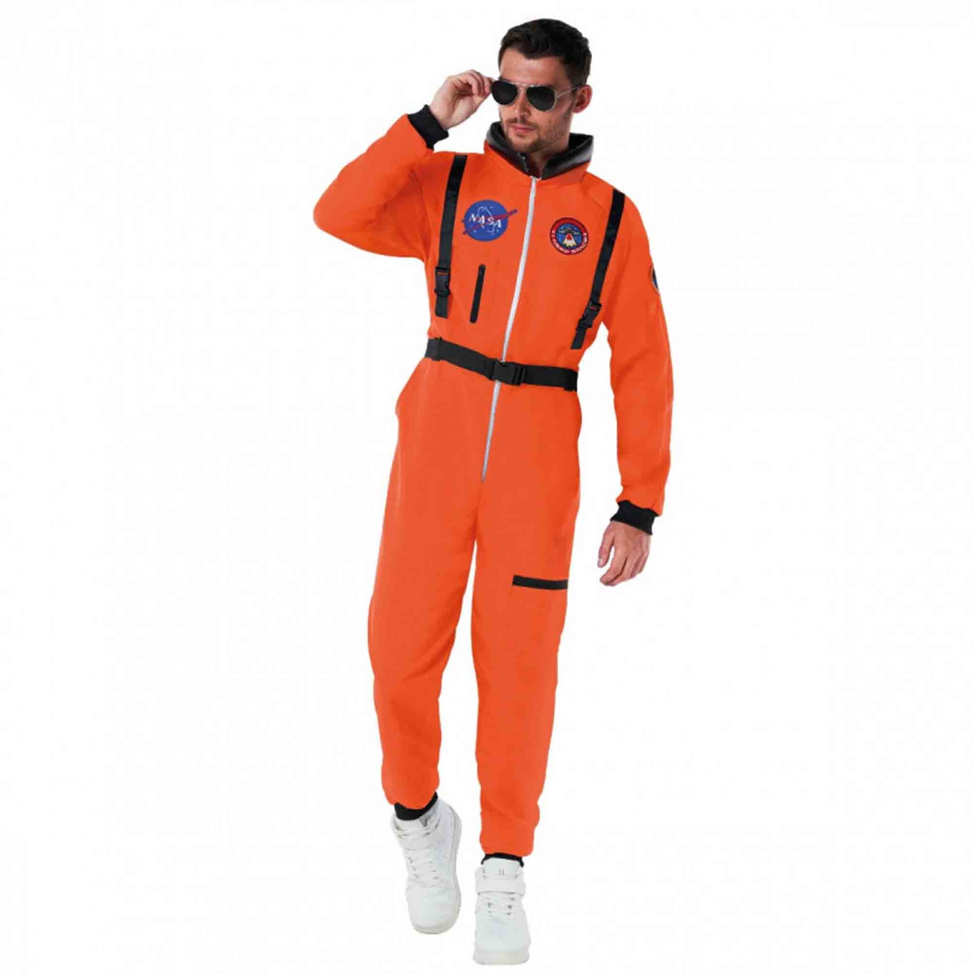 Orange Astronaut Suit Mens Costume Medium