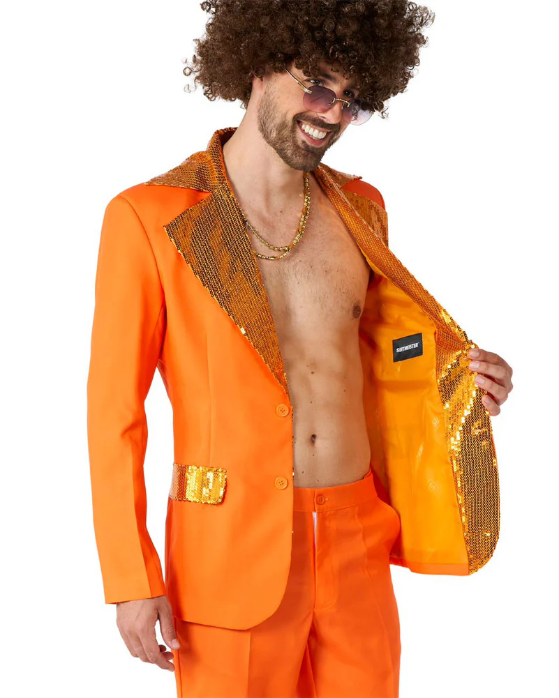 70s Orange Disco Mens Suitmeister - Image 2