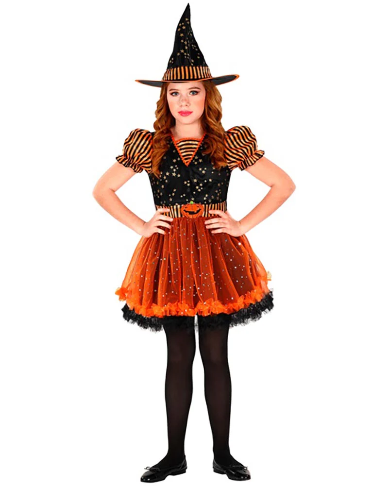 Orange Sparkle Witch Girls Costume - Image 3