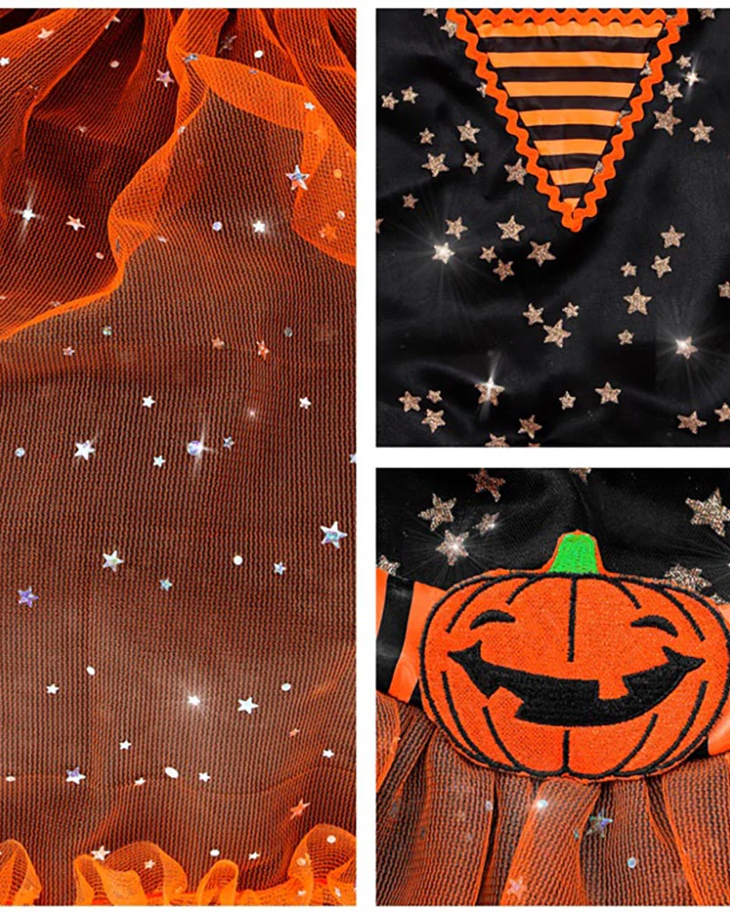 Orange Sparkle Witch Girls Costume - Image 4