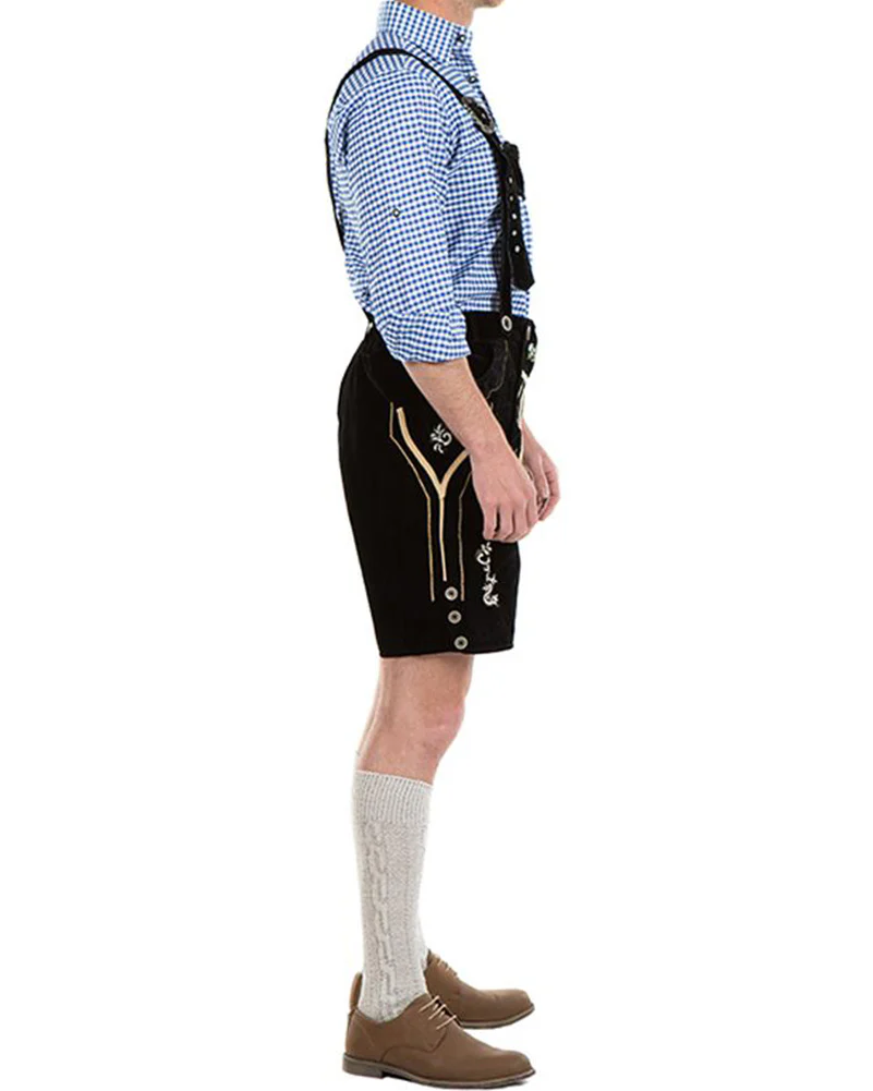 Oskar Deluxe Black Lederhosen Mens Costume - Image 5